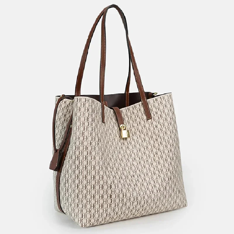 Women's Large Capacity Commuter Essential Shoulder Bag Multi functional Design Printed with Brand Pattern 2026 New Bucket Bag