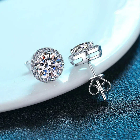 Moissanite Stud Earrings for Women 925 Sterling Silver Green Blue Pink Red Black Blue Sparkling Moissanite Studs Earring