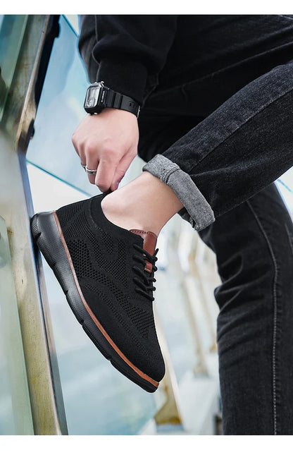 Large Size Comfortable Men's Shoes Light Fashion Casual Sports Shoes Breathable Flying Mesh Top Loafers