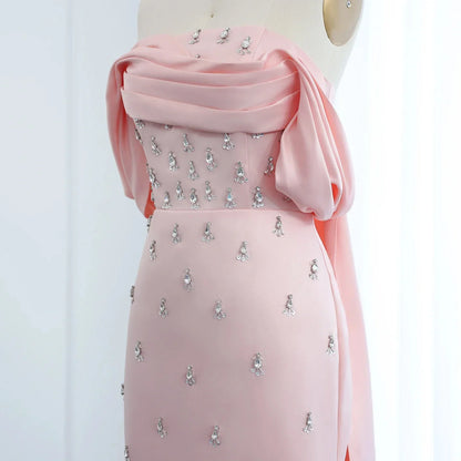 Customized Off Shoulder Evening Dresses for Women Wedding Saudi Arabia Dubai Long Formal Prom Gowns Party Baby Pink Bule Dress