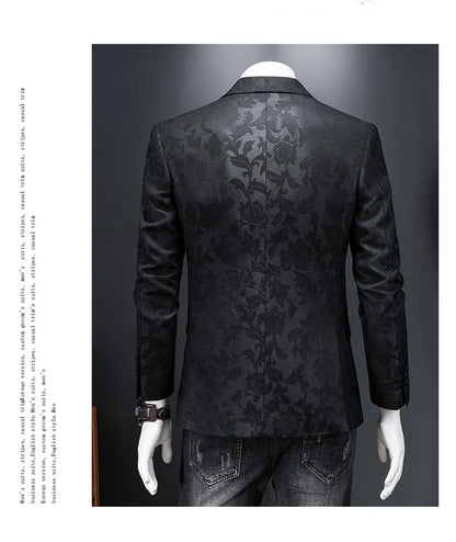 British Style Luxury Jacquard Blazers Men Clothing 2022 Business Slim Fit Casual Suit Coat Men Groom Wedding Suit Printed Blazer