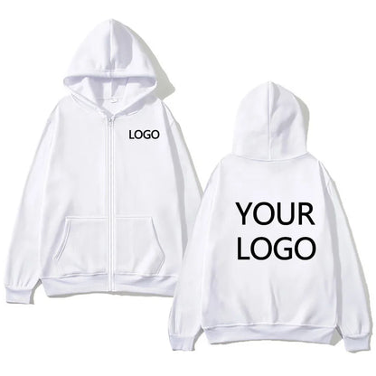 DIY Personalised customised logo, men's street hoodie, zip front sports sweatshirt, women's casual knitted hoodie, couple's gift