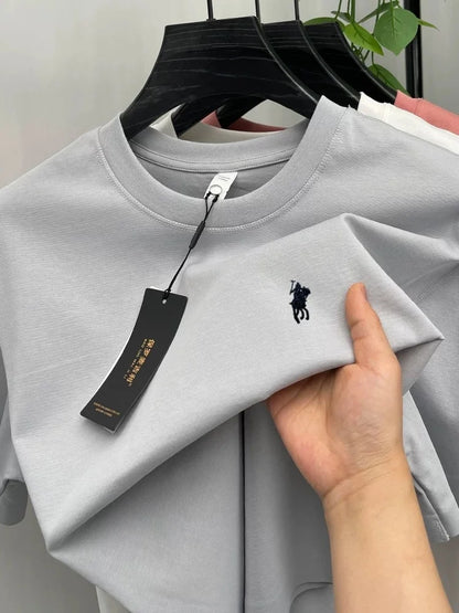 100% cotton high-end brand T-shirt short sleeve summer fashion classic pony embroidery round neck top luxury new Paul men's wear