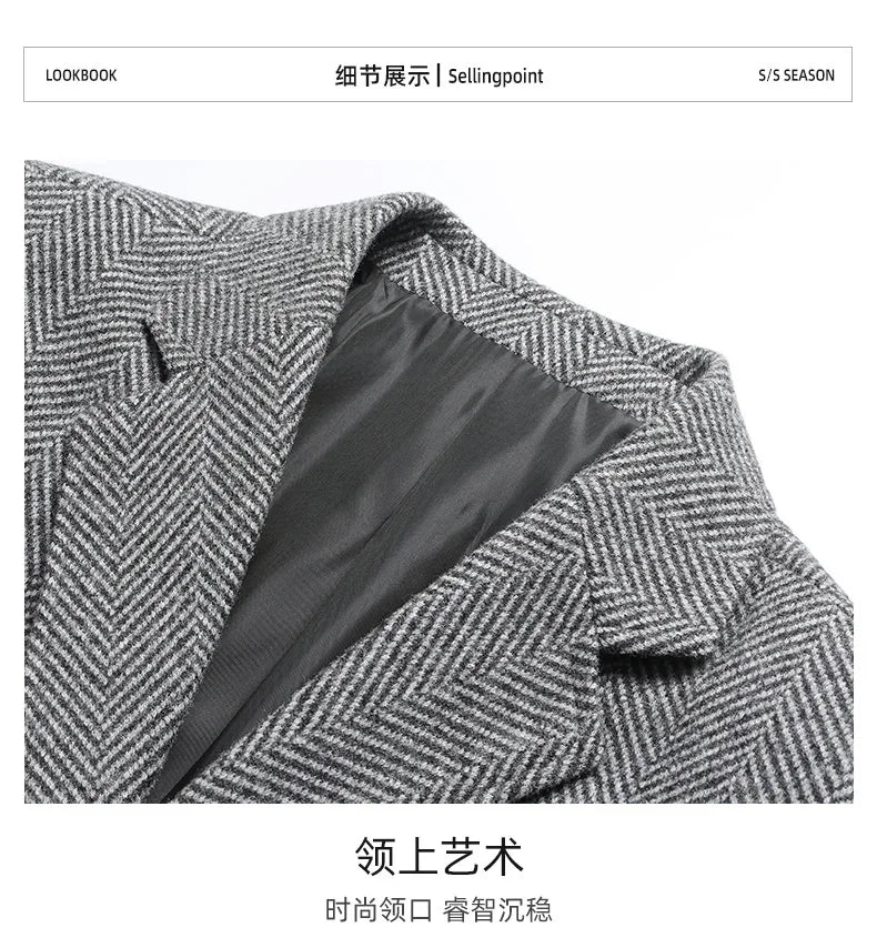 Mens Blazer Fashion Business Handsome Gentleman Korean Version of British Style Leisure Slim Solid Color Wedding Work Blazer