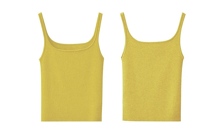 Women's Tank 2026 Summer New Solid Color Slim Fit Short Cami Square U-Neck Crop Sleeveless Layering Vest For Women 12622083
