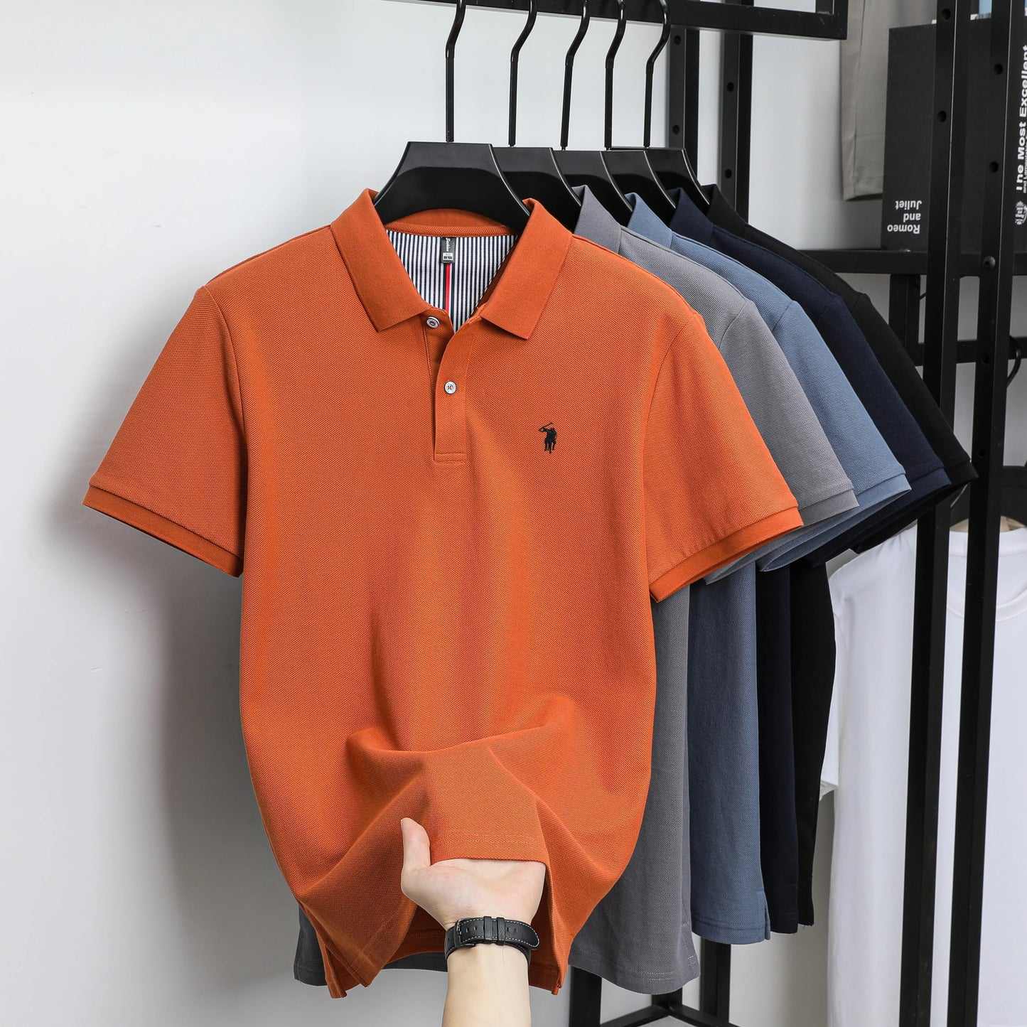 100%cotton luxury men's classic pony embroidery comfortable polo shirt fashionable summer new top breathable short sleeved shirt