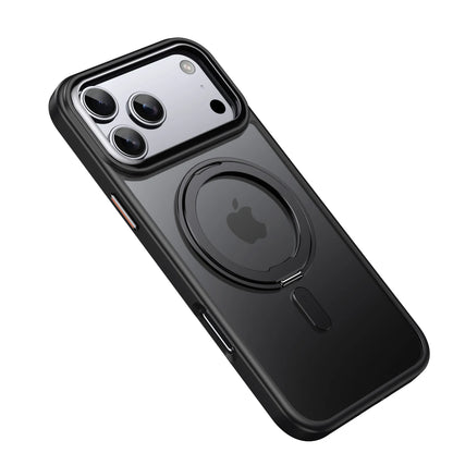 360° Rotating Stand Magnetic Orange Case For iPhone 17 Pro Max 17Air 17Pro Luxury Metal Button Folding Bracket Shockproof Cover