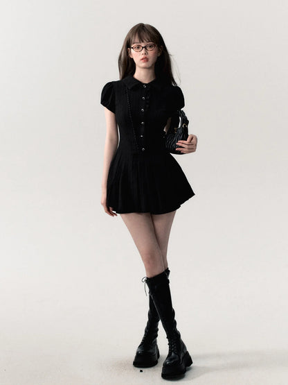 High Quality Dress A-line Elegant Sexy Lace Short Sleeved Shirt Skirt Commuting College Style Decoration Retro Dress Vestido Y2k