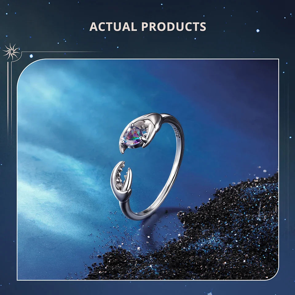 925 Sterling Silver Colorful 12 Zodiac Open Ring For Women , Rainbow Zircon Crystal Stackable Rings Girl Family Gift