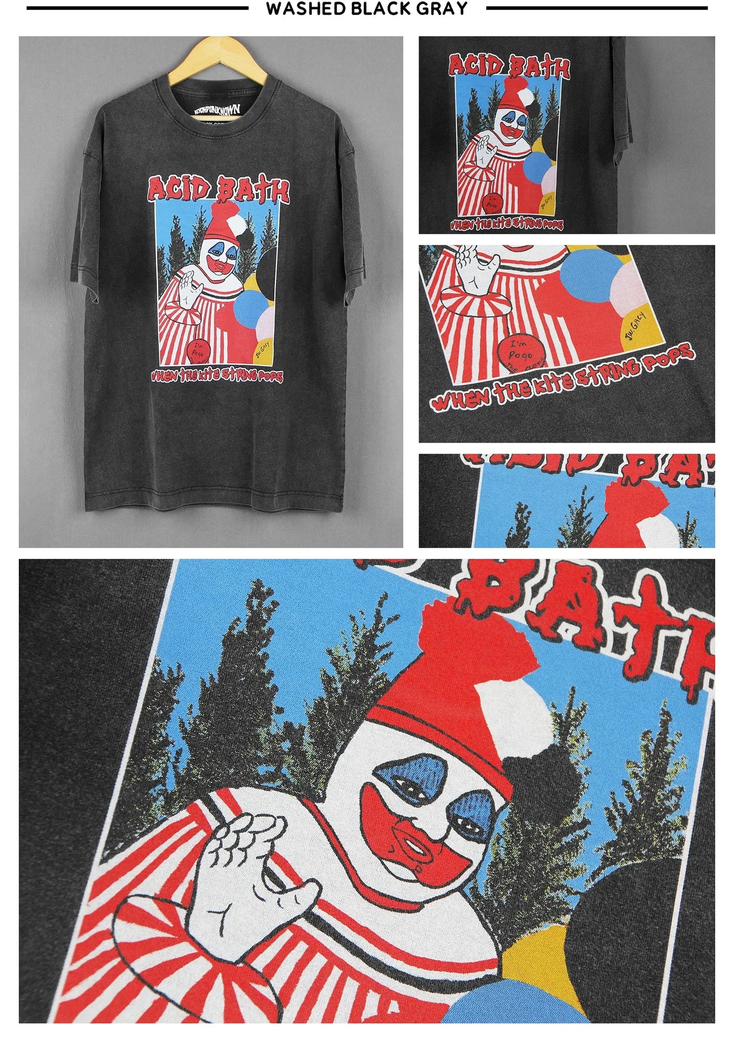 Acid Bath Graphic T Shirt When The Kite String Pops Sludge Heavy Metal Men‘s Short Long Sleeves Cotton Printed Tee Shirt