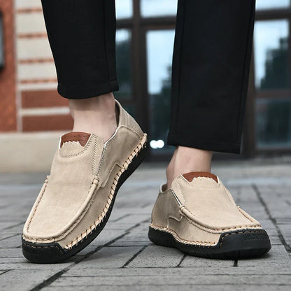 Handmade Leather Men Shoes Casual Comfortable Slip On Loafers Men Leather Shoes Flats Moccasins Walking Shoes Fall Dropshipping