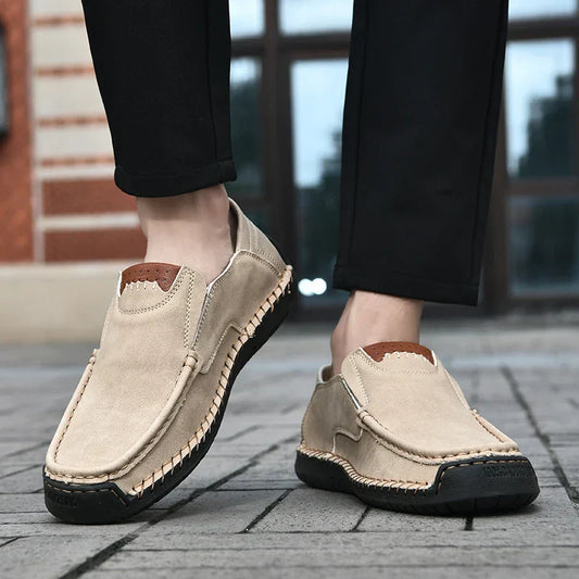 Handmade Leather Men Shoes Casual Comfortable Slip On Loafers Men Leather Shoes Flats Moccasins Walking Shoes Fall Dropshipping