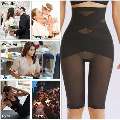Knee Length Mesh Thigh Slim Shapewear Short Butt Lifting Shorts High Waist Control Panties Breathable Body Shaper Summer