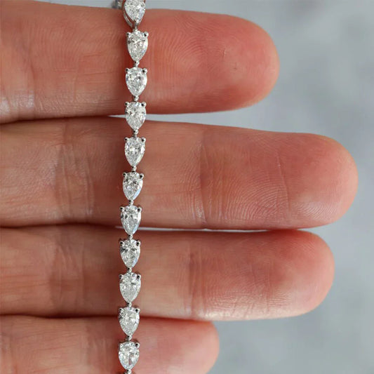 Bracelet de tennis en moissanite taille poire 3*5mm, couleur D, pour femmes et hommes, en argent sterling 925, chaîne de main en forme de goutte d'eau, bijoux fins