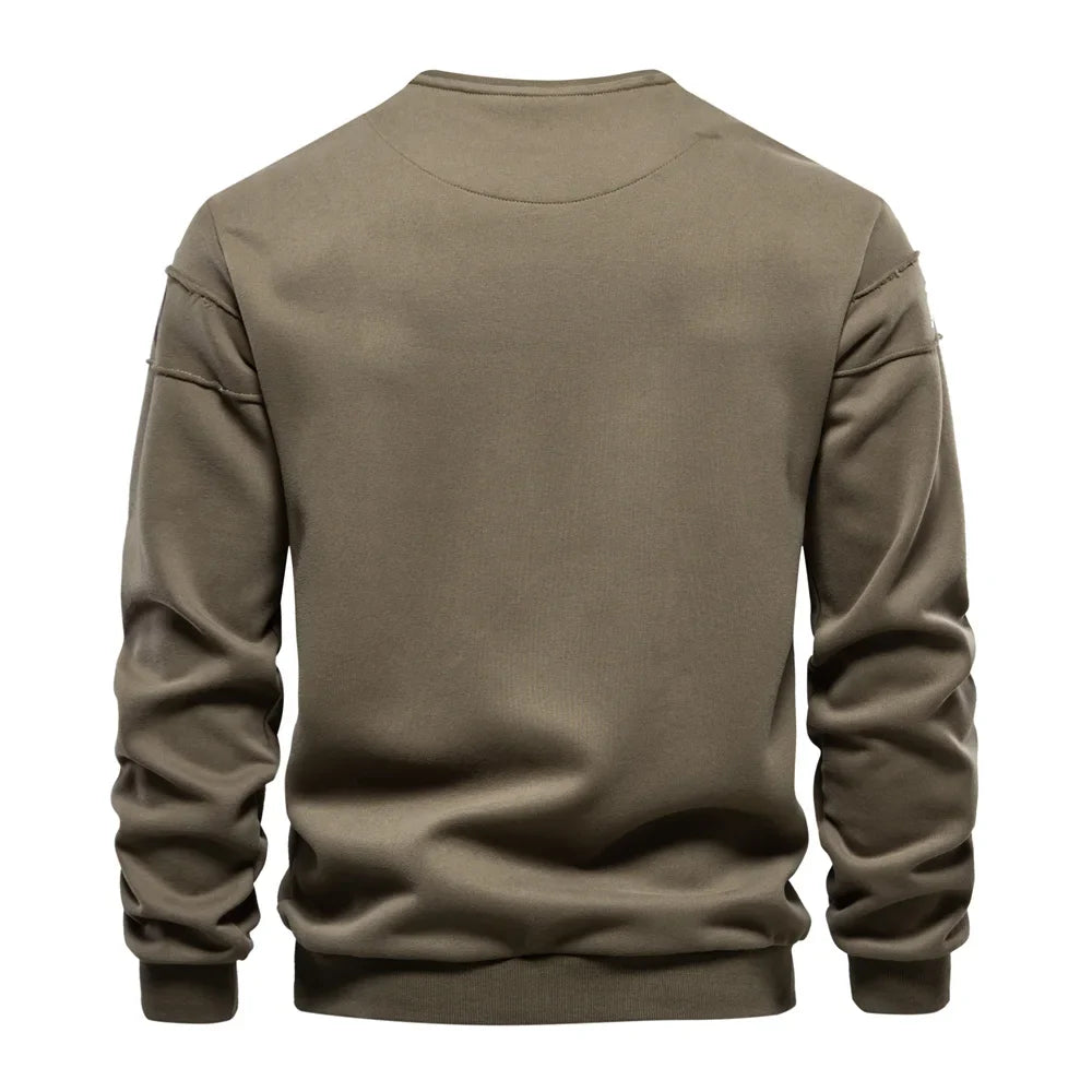 High Quality Smooth Patchwork Printed Sweatshirts for Men Fashion Youth O-neck Sportwear Tops Mens Sweatshirt