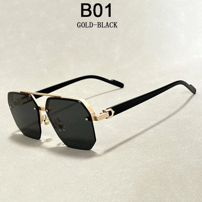 Semi-Rimless Sunglasses For Men Vacation Square Sunglasses Women Trendy Vintage Fashion Glasses Gafas De Sol Hombre Zonnebril