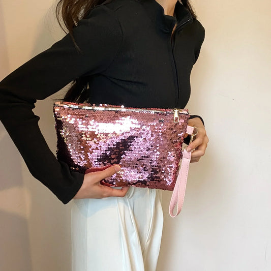 Fashion Women's Sequined Bling Handbag And Purse Small Wedding Party Evening Bag Lady Wristlet Clutch Bag Female Envelope Bag
