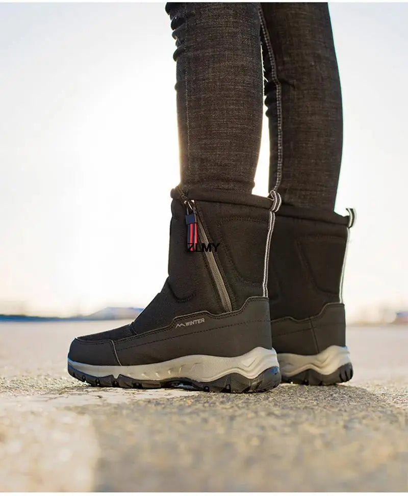 Waterproof Men Women Snow Boots High Top Ankle Winter Boots Platform Warm Plush Man Cutton Shoes Outdoor Non-slip Snowboots Male