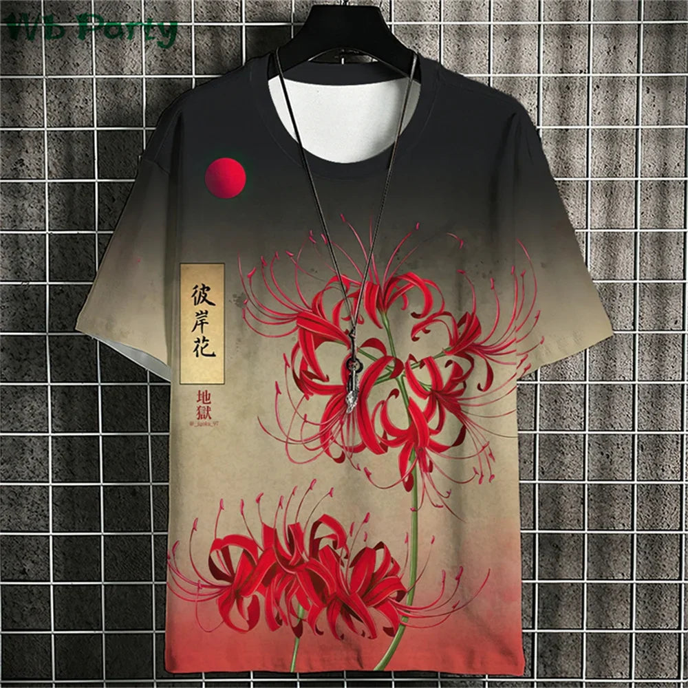 Ukiyo-E Graphic T shirts Summer Man Clothes O-Neck Man Short Sleeve T-shirt Casual Loose T-shirt Japanese Style Men's Shirts Top