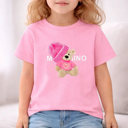 Children's Fashion Summer Clothes Set Loose Fit Cotton Tee + Elastic Waist Shorts for Boys Girls Outdoor Wear