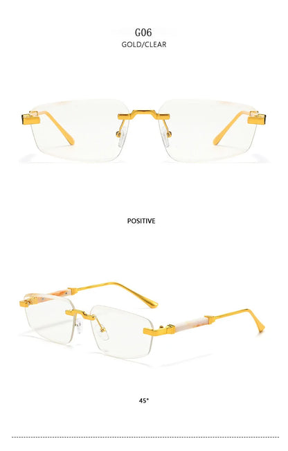 2026 Wooden Rimless Sunglasses Women Trendy Sunscreen Vintage Sunglass Men Vacation Fashion Glasses Lentes De Sol Mujer Okulary