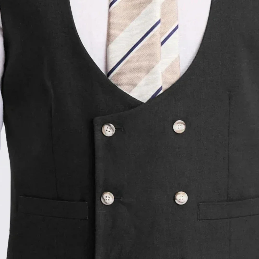Men Vest White Solid Double Button V Neck Waistcoat For Wedding Party Banquet Business Office Work Daily Casual Men Suit Vest