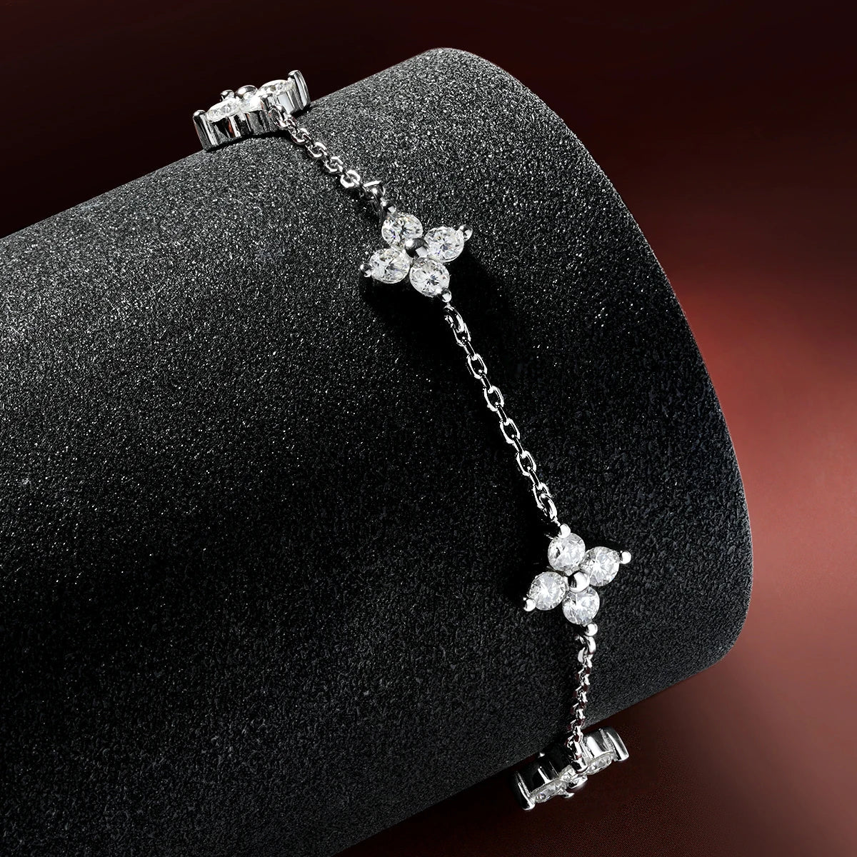 Clover GRA Certified 2cttw D Color Moissanite Bracelet for Women Girl 925 Silver Pass Diamond Test Hand Link Bracelets Gift
