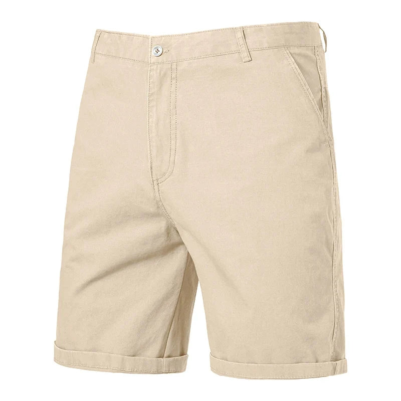 Classic Mens 100% Cotton Casual Shorts Khaki Grey Navy Black Knee Shorts American Style Streetwear Golf Shorts