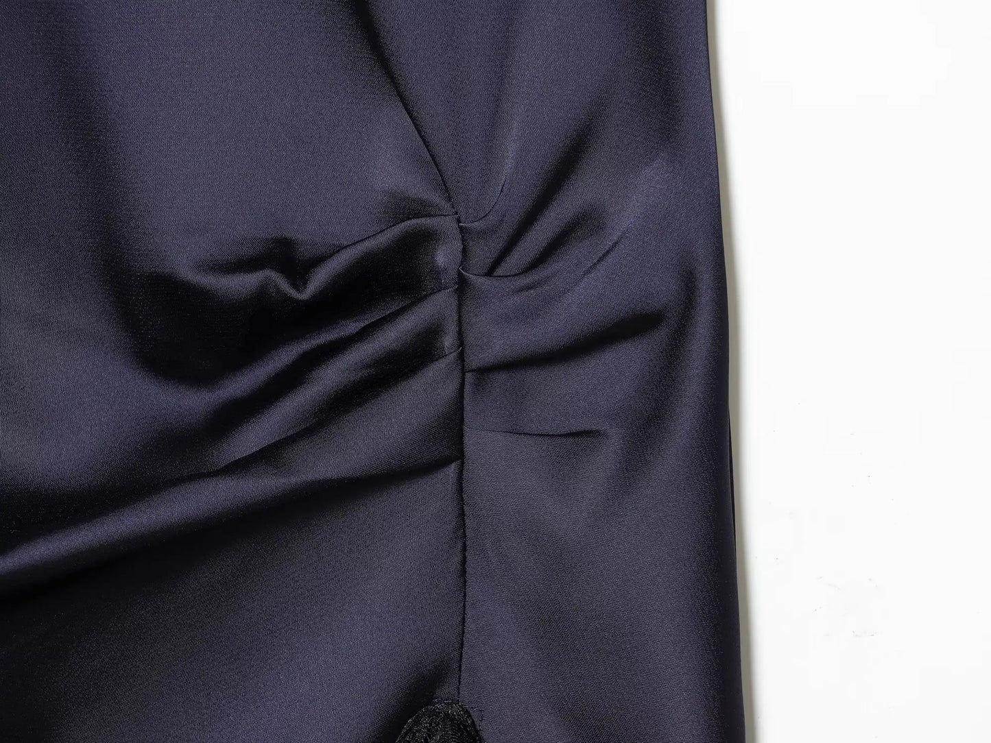 Satin dresses women's clothing fashion back zip hem lace patchwork slit sexy nightclub mini dress chic French Evening