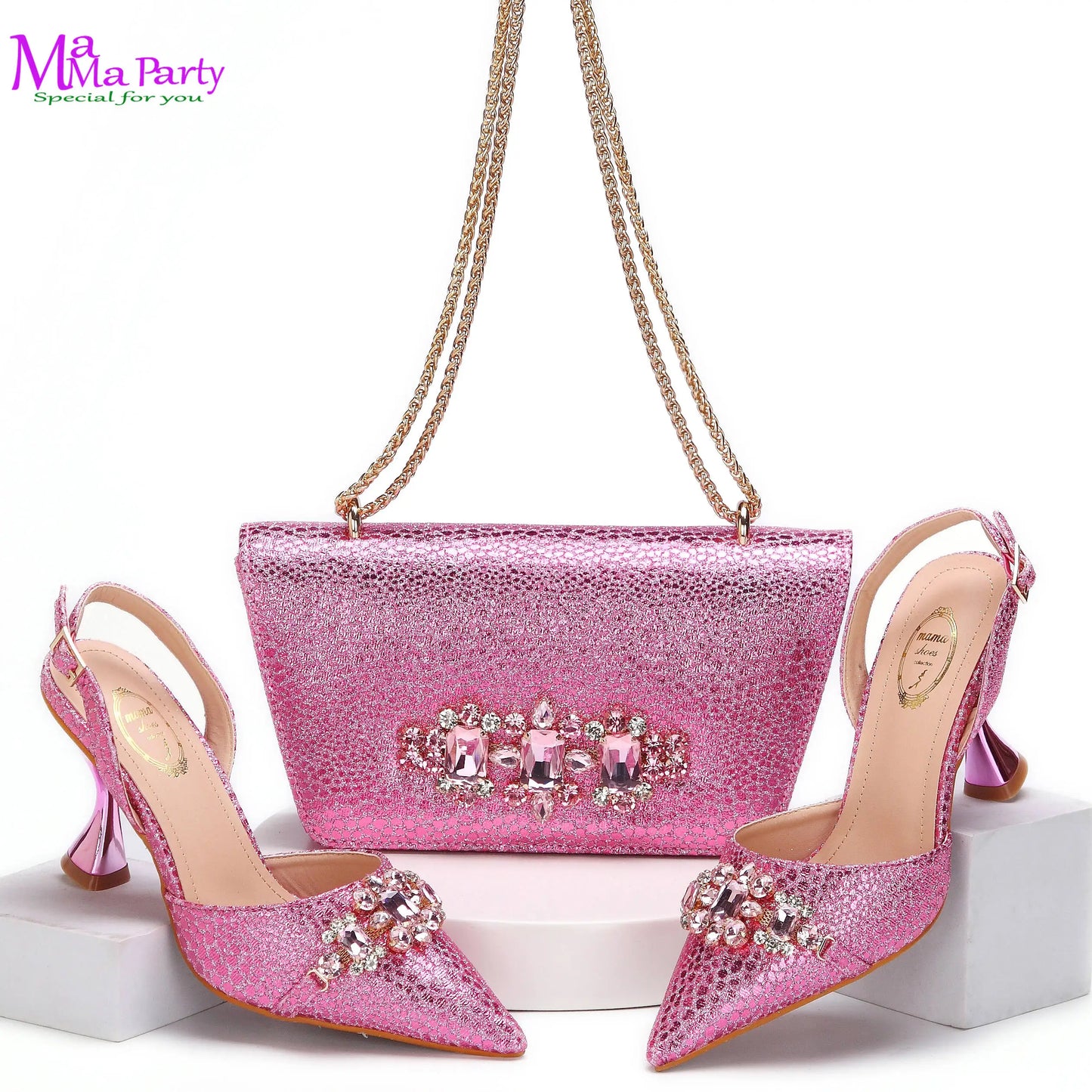 Wine Fashion Leisure Style 2025 New Coming Nigerian Women Shoes Matching Bag Set Pointed Toe High Quality  For Wedding Party