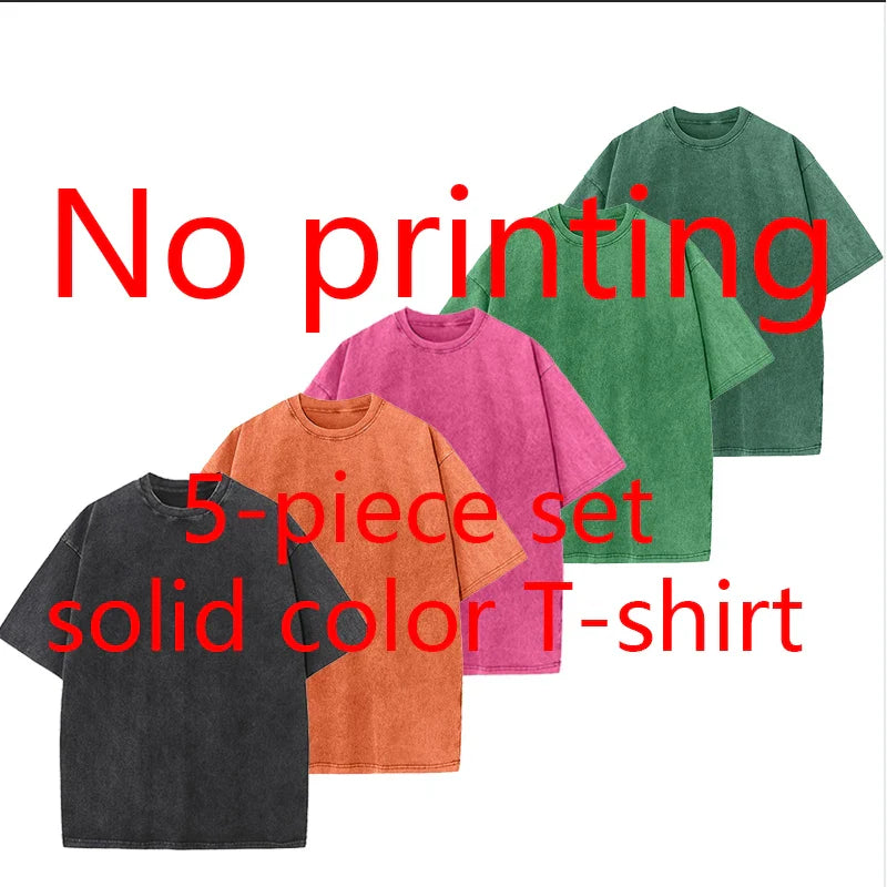 Men's and Women's Cotton Washed T-Shirt Custom Printed T-Shirt 230G Top DIY Your Favorite Pattern or Logo Fashionable Custom Top