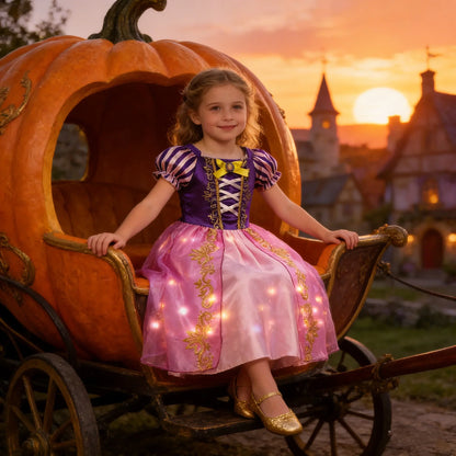 LED Light Purim Candy Dress Girls Rapunzell Princess Dress Costume Toddler Halloween Christmas Cosplay Dress Clothes for Kids