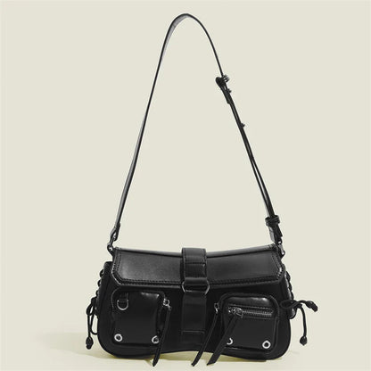 Goth Punk Cool Women's Underarm Bag Hot Girls Shoulder Bags Fashion Design PU Leather Female Handbags Tote Purse with Zipper