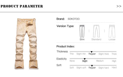 Men's Crystal Rhinestone Stretch Boot Cut Denim Jeans Punk Rivet Slim Flared Trousers Fashion Stretchy Pants