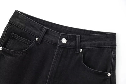 Wide-leg high-waisted jeans  women's classic everything with five pockets washed soft comfortable ultra-long jeans6045022