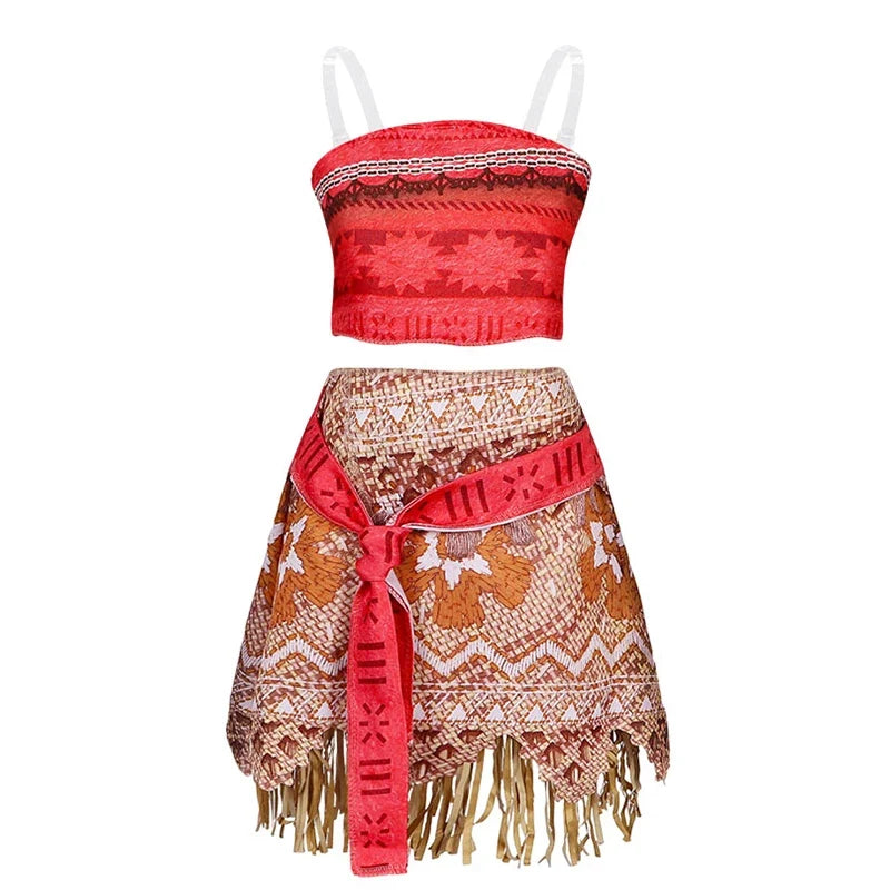 New Disney Movie Moana Girl Dress Halloween Cosplay Party Costume Princess Fancy Clothes Children Vaiana Outfit Dress