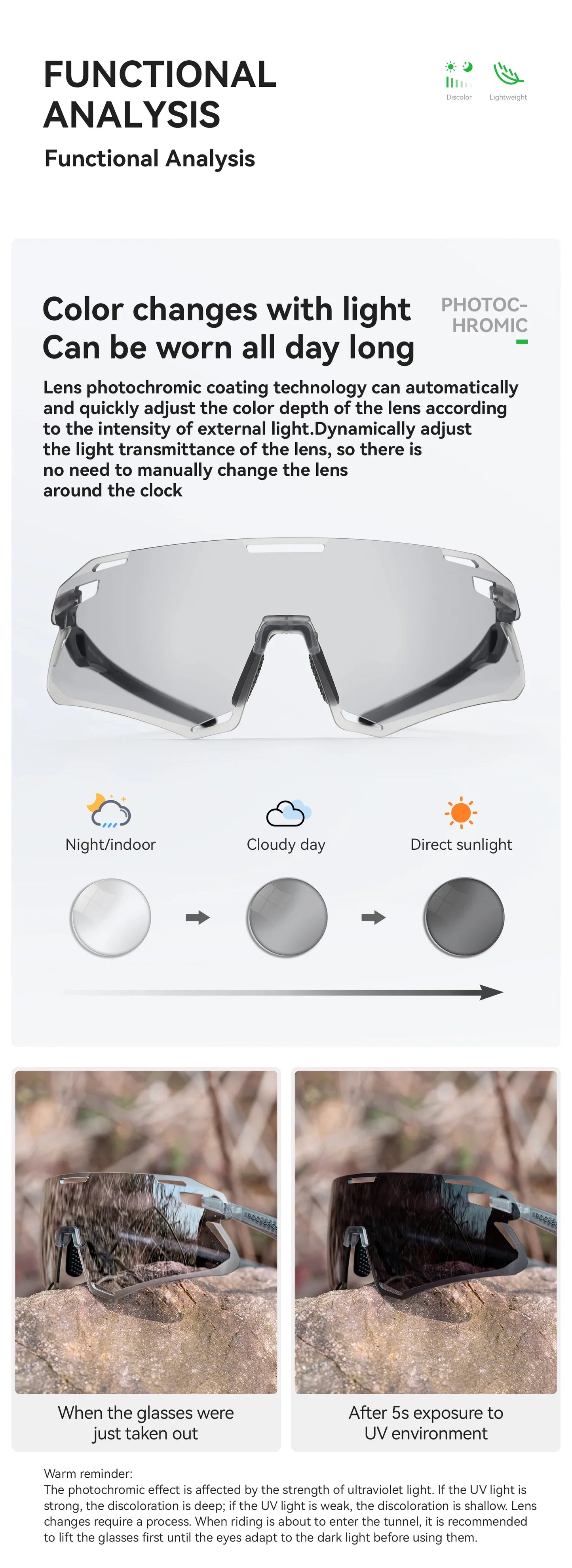 Photochromic Glasses MTB Road Bike Cycling Sunglasses UV400 Protection Outdoor Riding Sports Bicycle Goggles Eyewear