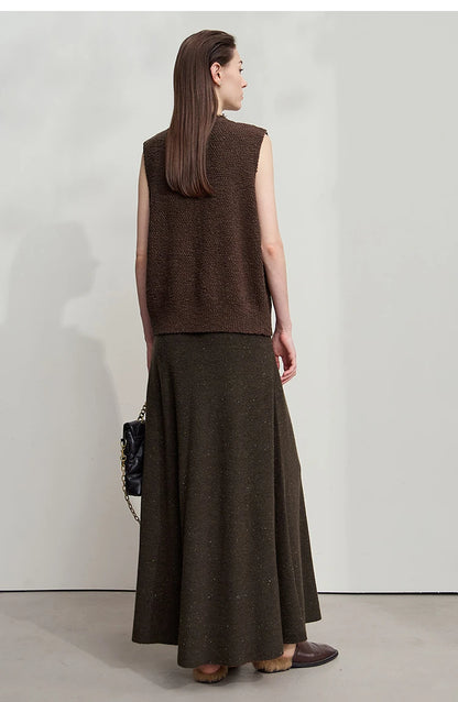 Knitted Skirts For Women 2025 Spring New Gentle A-line Long Skirt Loose Solid Color Elegant Versatile Woman Clothes12553045