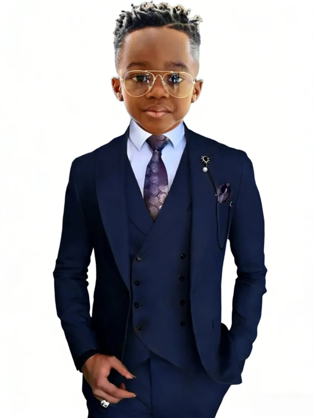 Stylish Kids Suit Set 3 Pieces Wedding Ring Bearer Outfit High Quality Boys Slim Fit Suits Birthday Party Wear Plus Size