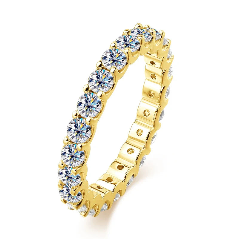 D VVS1 All Moissanite Rings for Women Man Engagement Wedding Eternity Band with GRA S925 Silver Plated 18k Gold Ring