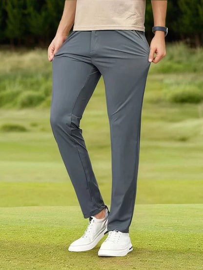 Summer Men's Casual Pants Korean Fashion Light Cool Ice Silk Stretch Golf Pants Slim Fit Suit Pants Male Office Formal Trousers