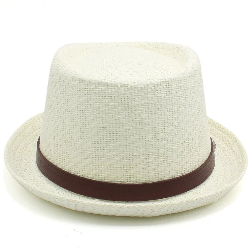 Men Women Straw Pork Pie Hats Summer Sunhat Boater Caps Sailor Sombrero Beach Fedora Trilby Outdoor Travel US Size 7 1/4 UK L