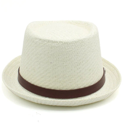 Men Women Straw Pork Pie Hats Summer Sunhat Boater Caps Sailor Sombrero Beach Fedora Trilby Outdoor Travel US Size 7 1/4 UK L
