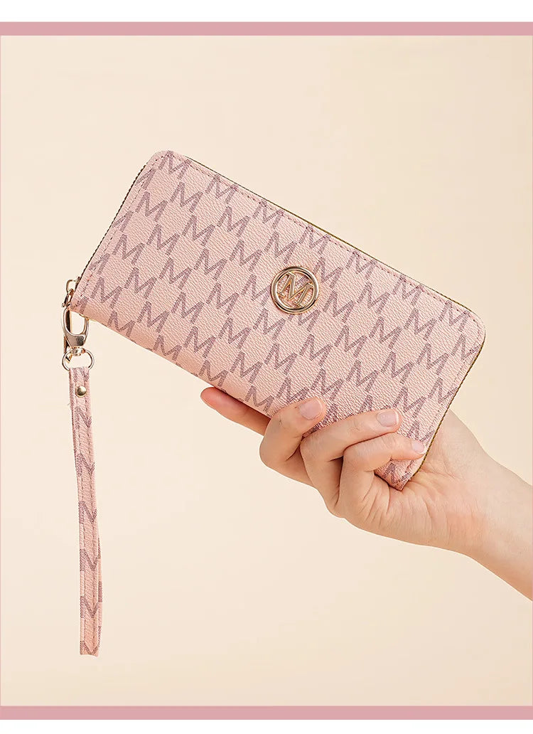 Double Zipper Wallets Women Men Long Coin Purses Cards Holder Handbags Billfold Wristlet Wallet Clutch Money Bags M Letter Purse