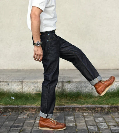 SZ6601-10OZ Men Jeans Selvedge Sanforized Denim Jeans Summer Indigo Jeans for Man Regular Fit Straight Leg 10 Oz