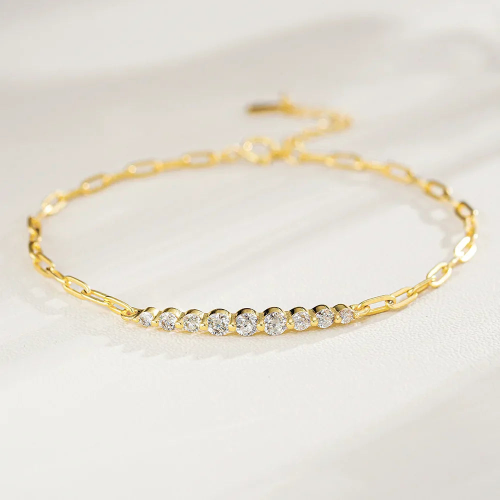 Micro Full 2/2.5/3mm D Color Moissanite Diamond Tennis Bracelet for Woman 925 Silver Plated 18k Adjustable Link Bracelets