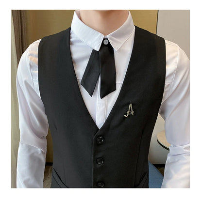 Top Quality Men's Business Casual Slim Vest Fashion Designer Men Classic Solid Color Single Breasted Sleeveless Vest Size 5XL-M