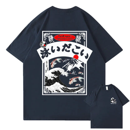 2025 Men's Hip Hop T-shirt Street Wear Harajuku Japan Wave T-shirt Summer Short Sleeve Top T-shirt Cotton Printed T-shirt Men's