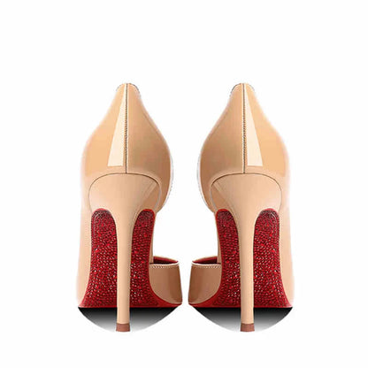 Women's heels 2025 New Luxury Brand Pumps Red Bottom Pointed Toe Rhinestone High Heels Elegant Stiletto Party Prom Ladies Shoes