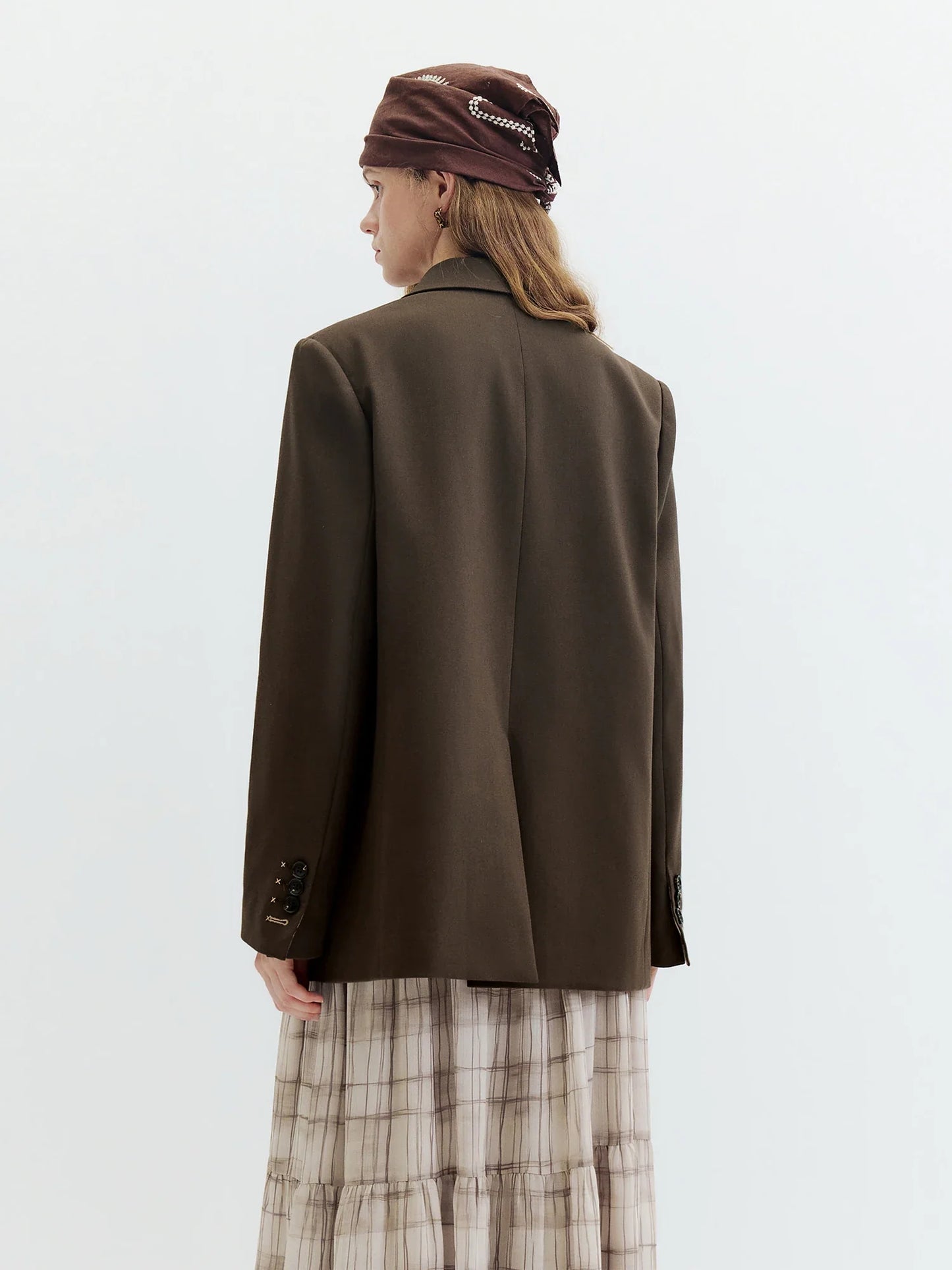 Retro-style Commuter Color-blocked Turn-up Cuff Blazer for Women 2026 Autumn New Style Single-breasted Coat Solid